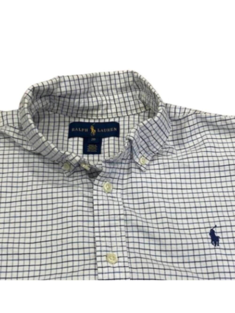 Ralph Lauren Boys Button Down Shirt Oxford Size 20 White Blue Pony Logo Vtg